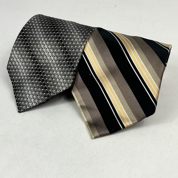 Perry Ellis Other - Perry Ellis Portfolio Mens Ties x2 100% Silk Repp Geometric Striped Multicolor